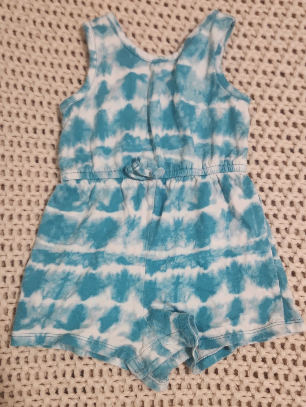 Old Navy Teal & White Tie-Dye Sleeveless Romper